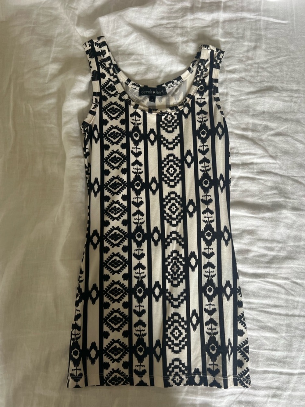 Derek Heart Black & White Aztec Ribbed Tank Top